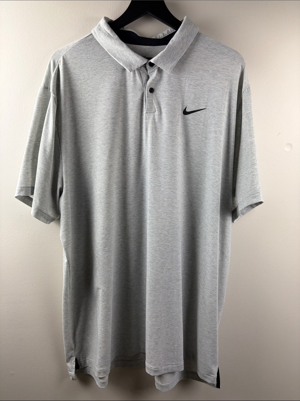 Nike Men's Heather Gray Polo with Black Swoosh